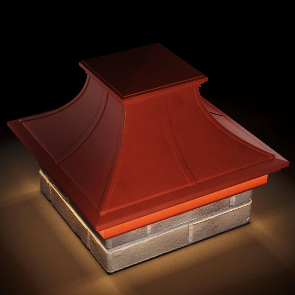 Колпак Zking Монблан Премиум Красный на столб 1.5х1.5 кирпича (385х385мм) с подсветкой в Александрове фото