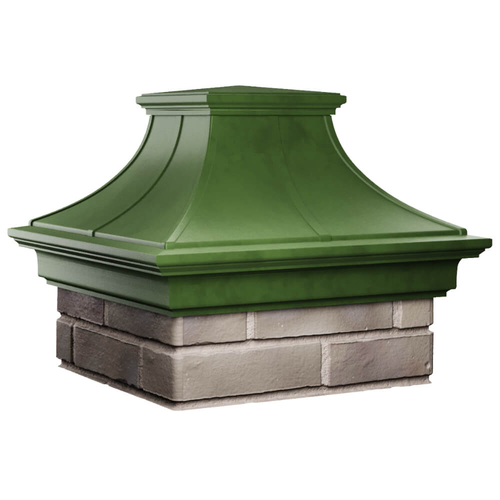 Колпак Zking Монблан Премиум Зеленый на столб 1.5х1.5 кирпича (385х385мм)